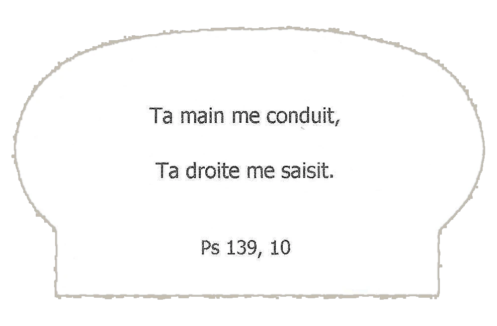 Petit pain blanc, thème « Espérance-Liberté » : « Ta main me conduit, Ta droite me saisit. » (Psaume 139, 10)
