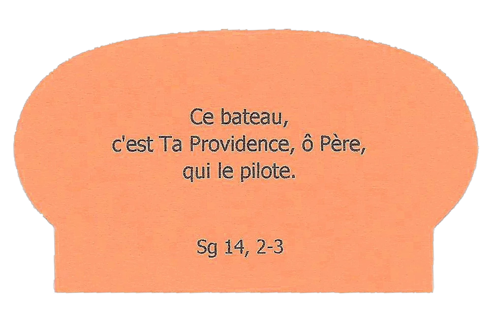 Petit pain orange, thème « L'Oeuvre Du Seigneur » : « Ce bateau, c'est Ta Providence, ô Père, qui le pilote. » (Sagesse 14, 2-3)